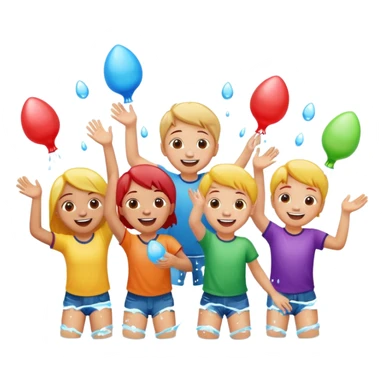 children playing with water balloons sticker