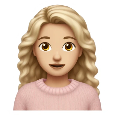 Pretty girl with hazel eyes, dark blonde hair and light pink wool jumper  sticker