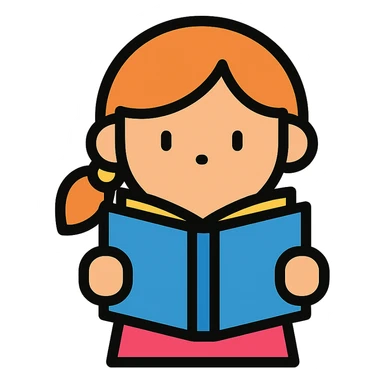 color outline icon of a girl reading a book sticker