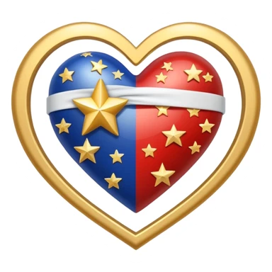 Patriotic heart white ribbon and gold stars sticker