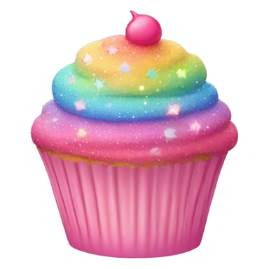 Pink cupcake with pastel rainbow sparkles sticker