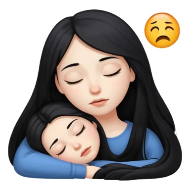 Girl long black hair, pale skin, sleepy  sticker