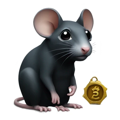 Un rat noir avec une émeraude  sticker