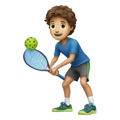 brown haired boy playing pickleball sticker