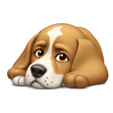 dog sad, laying down sticker