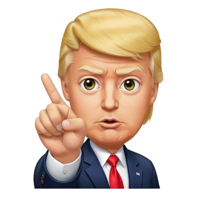 Super realistic Donald Trump pointing finger up, realistic eyes sticker
