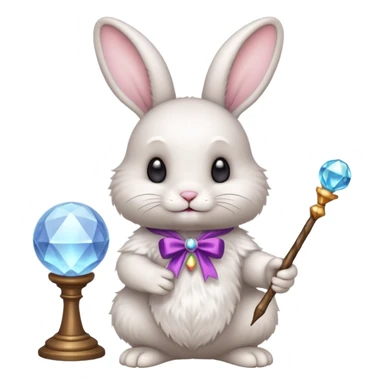 White bunny with wand and with crystal ball sticker