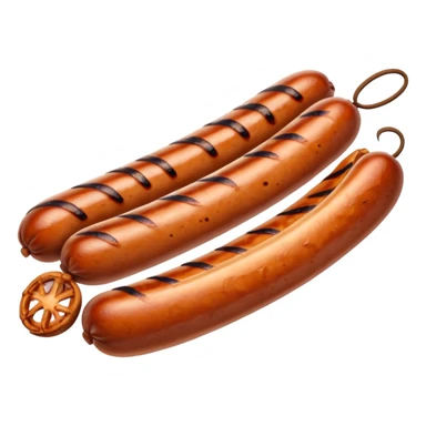 Single grilled sausage on a plain white background sticker