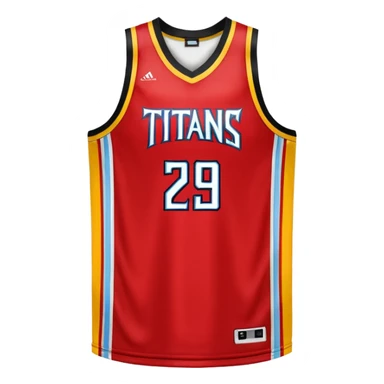red, yellow, white titans basketball jersey sticker