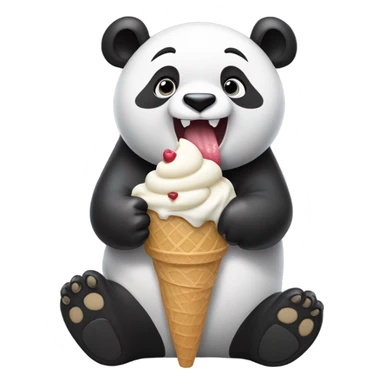Panda eating ice cream at beac sticker
