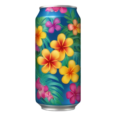 Drink with Hawaiian flowers on the can sticker