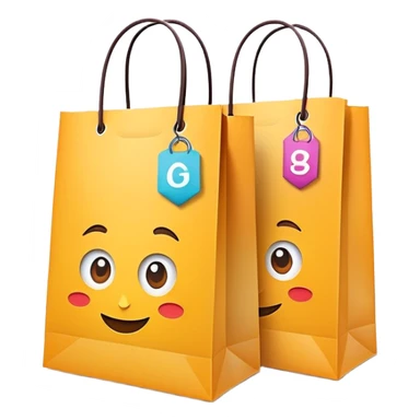 shopping bags with BOGO label, Buy One Get One Free promotion sticker