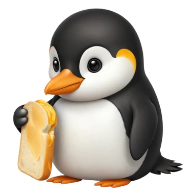 Penguin eating bread sticker