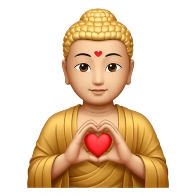 Buddha makes a heart shape with his hands. sticker