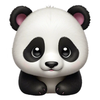 Cinematic Cute Baby Panda Portrait Emoji, Head tilted playfully and inquisitively, featuring an irresistibly fluffy, black and white Fur with an extra dose of cuddliness, round, sparkling eyes filled with boundless curiosity, Simplified yet adorably endearing features, highly detailed, glowing with a warm, friendly glow, high shine, affectionate and playful, stylized with a touch of playful charm, bright and heartwarming, soft glowing outline, capturing the essence of a mischievous yet loving baby panda, so playful it feels like it could tumble out of the screen into your arms! sticker
