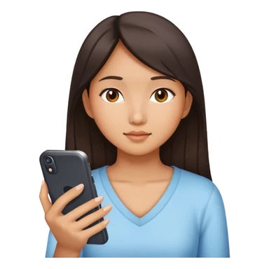  An Asian girl looking at a phone sticker