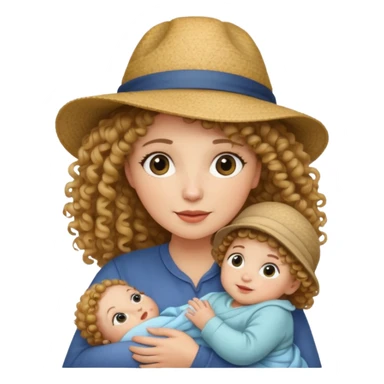 curly Mother with Hats with her baby sticker