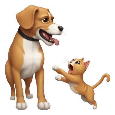 A cat fighting a dog sticker