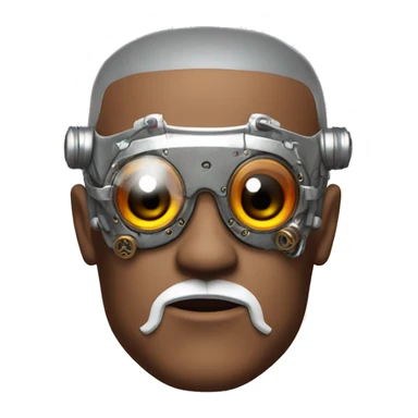Red skin male cyborg head with white goatee and white steampunk goggles sticker