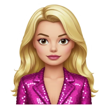 Maggot Robbie with long blonde hair, dark pink sequin outfit sticker