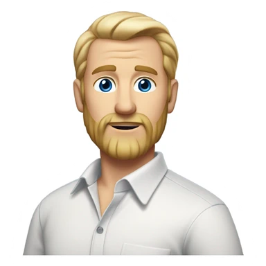 middle aged english man, short slicked back hair blonde, blonde medium length size full beard, in a smart unbuttoned shirt. sticker