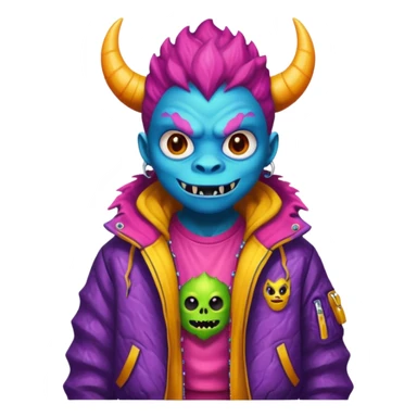 porttrait of monster with flashy-streetwear outfit sticker