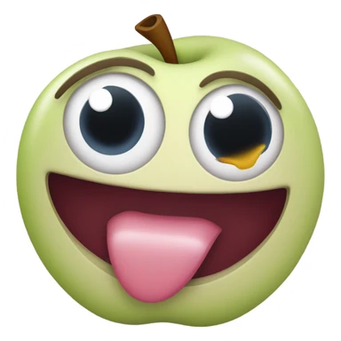 Swirly eyes with tongue out but regular emoji style from Apple sticker