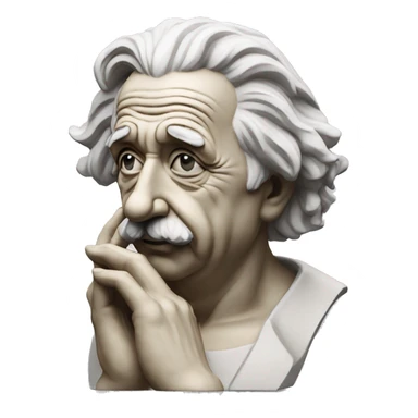 philosopher albert einstein statue with hand near his face sticker
