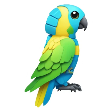 yellow blue and green robot parakeet sticker
