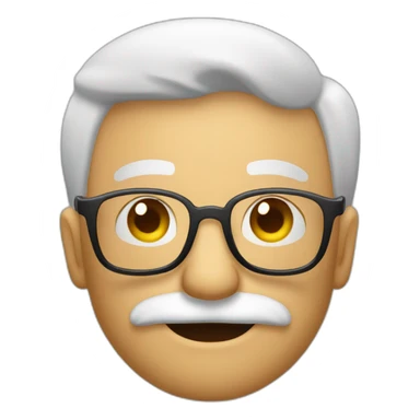 Emoticono Abuelo joven con pelo cano con gafas y bigote saludando sticker