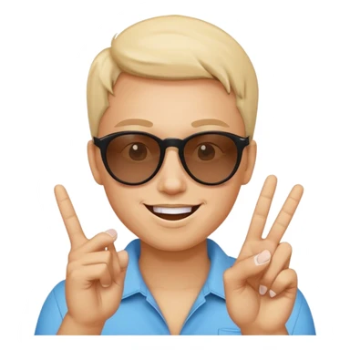 Smiley face with sunglasses and kissy face and peace sign fingers sticker