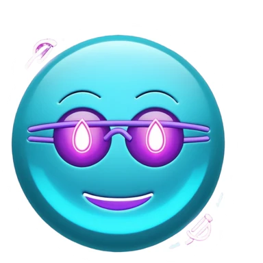 futuristic minimalistic emoji icon, letters "SANG" formed by three glowing digital lines representing Storm, Atom and NoizeGames, neon purple (#8B5CF6) and cyan (#00E0FF) on dark background, modern tech style, 1:1 aspect ratio
 sticker