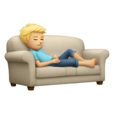 blond boy sleeping on the couch sticker