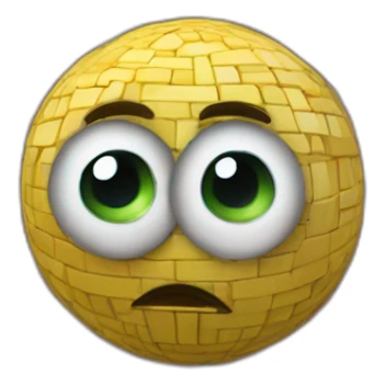 3d sphere with a cartoon bricks texture with big beautiful eyes sticker