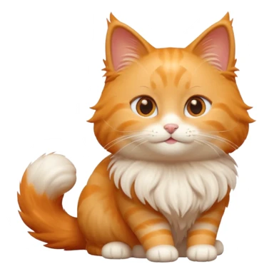 A 3D cartoon orange-ginger Ragdoll cat with gentle smile, fluffy tail, soft rim lighting, dreamy Memoji-style tone. sticker