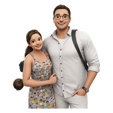 smiling girl in city scene sticker