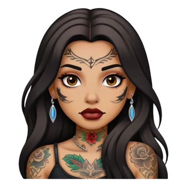 pretty tattoo long hair baddie with makeup sticker