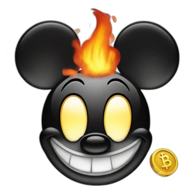 Burning money Mickey Mouse sticker