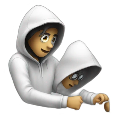 Hacker haking through 3 computers sticker