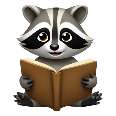 raccoon reading a book sticker