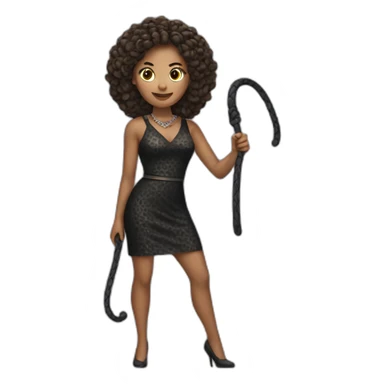 Woman in loepard dress with a whip sticker