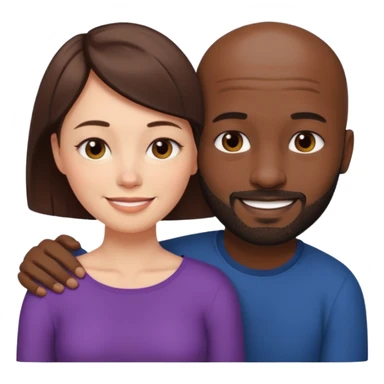 there is a white woman with short brown hair and a black man with no hair and a beard. The woman puts her head on the man's shoulder sticker