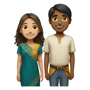 Spanish smiling girl with indian boy sticker