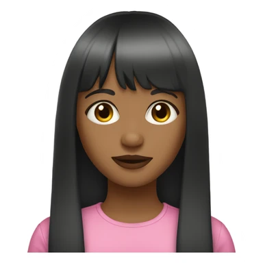 Girl with light skin black hair straight hair with curtain bangs sticker
