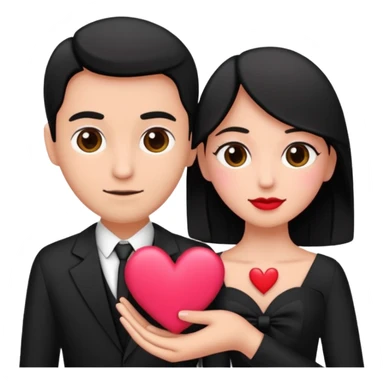 👩🏻‍❤️‍💋‍👨🏻 con el corazón negro con un lazo rosado  sticker