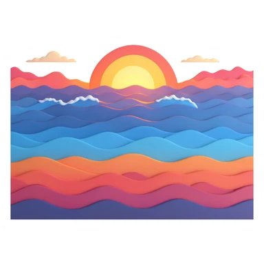 Waves sunset horizon sticker