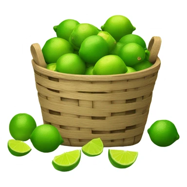 Limes falling out of a wooden basket. Make the limes fall sticker