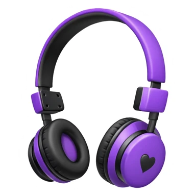 headphones with bow on the right side black and purple  sticker