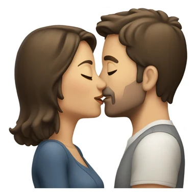 two  brunette heterosexual caucasians kissing  sticker