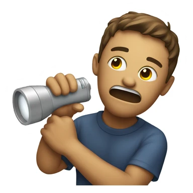 Emoji choking on a flashlight  sticker